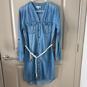 Denim Shirt Dress with Belt